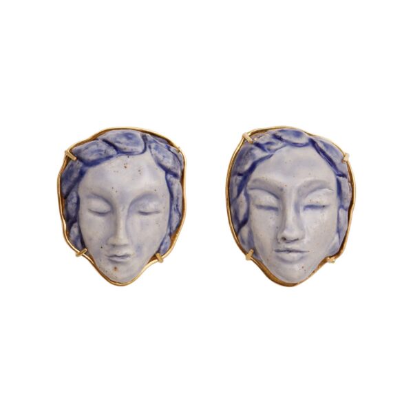 Urânia Face Clip-On Earrings – Blue, Large