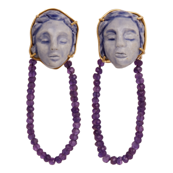Urânia Face Earrings – Blue, Small, Amethyst